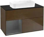 Villeroy & Boch Waschbeckenunterschrank Finion F65, Eckig, Walnut Veneer,