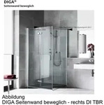 Kermi bewegliche Seitenwand rechts f&uuml;r Ecke &bdquo;Diga&ldquo; Glas Klar, Profile...