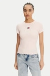 Tommy Jeans T-Shirt Badge DW0DW17881 Rosa Slim Fit Female