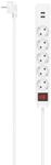 Steckdosenleiste, 5-fach, USB-A 17W, Schalter, 1,4 m, Wei&szlig; (00223183)
