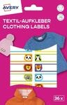 Avery ETVET36A, Textil-Etiketten, Vinyl-Folie, Tiere, 13 x 45 mm, 36 Aufkleber