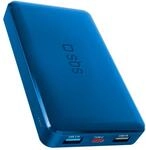 Powerbank fast charge mit 10.000 mAh und 2 USB Hellblau