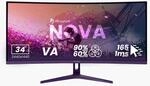 Nova, Lila, 34 Zoll, Curved, WQHD, VA, 165 Hz, 1 ms Gaming-Monitor