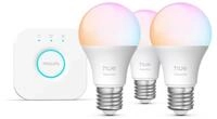 Basis Starter-Set: 3 smarte Lampen E27 (806 lm) + Philips Hue Bridge