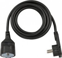 Kurzverl&auml;ngerungsleitung mit Winkel-Flachstecker H05VV-F3G1,5 , 3 m, schwarz