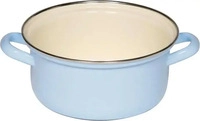 Riess 0279-006, Riess Kasserole Emaille Topf Pastell Blau mit Chromrand 18cm