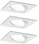 Paulmann 3er-Set LED Einbauleuchten-Set NOVA COIN, IP23, eckig, 8.4 x 8.4cm,