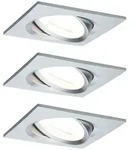 Paulmann 3er-Set LED Einbauleuchten-Set NOVA COIN, IP23, eckig, 8.4 x 8.4cm,