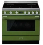 Smeg Kombistandherd, SMEG CPF9IPOG, Induktion, Grun, 90 cm