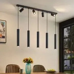 Pendelleuchte Lindby, Sanad, dimmbar, Schwarz, f&uuml;r Wohnzimmer, Metall, Modern...