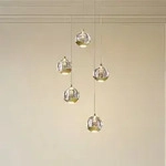Pendelleuchte Lucande, Hayley, Transparent, f&uuml;r Wohnzimmer, Glas, Modern