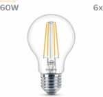 Signify Philips LED classic Lampe 60W E27 Kaltwei&szlig; 850lm klar 6er P