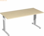 Geram&ouml;bel Schreibtisch Flex S-617103-AS 160x80x68-82cm ahorn/silber