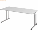 mcbuero.de Schreibtisch C-Fu&szlig; 180x80cm Grau/Silber