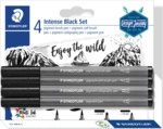 10 x Staedtler Pigment brush pen Intense Black Set 4 St&uuml;ck