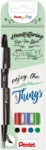 Pentel Faserschreiber Brush Pen - 0,2-2,0 mm 4er Pack sortiert.