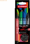 Stabilo Fasermaler Pen 68 Max Keilspitze Etui Arty VE=4 Stifte