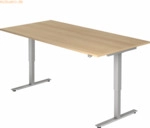 mcbuero.de Sitz-Steh-Schreibtisch elektrisch 200x100cm Eiche/Silber