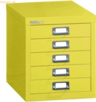 Bisley Schubladenschrank Basis A4 5 Sch&uuml;be zinkgelb
