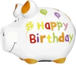 3 x KCG Spardose Schwein -Happy Birthday- - Keramik klein.