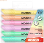 Kores Textmarker High Liner Plus Set mit 6 Farben Pastell