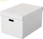 Esselte Aufbewahrungsbox Home Gro&szlig; mit Deckel Wellpappe VE=3 St&uuml;ck wei