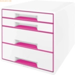 Leitz Schubladenbox Wow Cube 4 Schubladen PS perlwei&szlig;/pink
