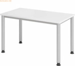 mcbuero.de Schreibtisch 4-Fu&szlig;-rund 120x67cm Wei&szlig;/silber