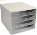 Exacompta Schubladenbox Ecobox Office 4 Sch&uuml;be wei&szlig;/glasklar