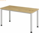 mcbuero.de Schreibtisch 4-Fu&szlig;-rund 140x67cm Asteiche/silber