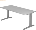 mcbuero.de Schreibtisch C-Fu&szlig; 180x80cm Grau/Silber