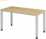 mcbuero.de Schreibtisch 4-Fu&szlig;-rund 140x67cm Asteiche/Silber
