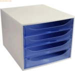 Exacompta Schubladenbox Ecobox Linicolor 4 Sch&uuml;be grau/transluzent eis