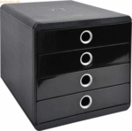 Exacompta Schubladenbox Pop-Box 314438D A4+ 4 Sch&uuml;be schwarz/si