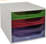 Exacompta Schubladenbox Ecobox 228699D A4+ 4 Sch&uuml;be offen grau/harleki