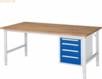 Rau Arbeitstisch 2000x1000x760-1080 4xSchub B-Platte 25mm lichtgrau/en