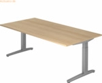 mcbuero.de Schreibtisch C-Fu&szlig; 200x100cm Eiche/Silber