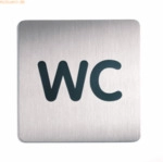 Durable T&uuml;rschild Picto quadratisch 'WC' 150x150mm metallic silber