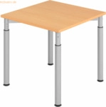 mcbuero.de Schreibtisch 80x80cm Buche/Silber