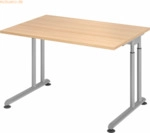 mcbuero.de Schreibtisch C-Fu&szlig; 120x80cm Eiche/Silber