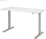 mcbuero.de Sitz-Steh-Schreibtisch elektrisch 160x80cm Wei&szlig;/Silber
