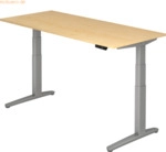 mcbuero.de Sitz-Steh-Schreibtisch elektrisch 180x80cm Ahorn/silber