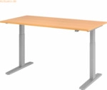 mcbuero.de Sitz-Steh-Schreibtisch elektrisch 160x80cm Buche/Silber