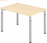 mcbuero.de Schreibtisch 120x80cm Ahorn/Silber