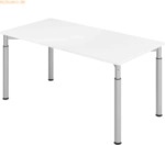 mcbuero.de Schreibtisch 160x80cm Wei&szlig;/Silber