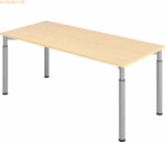 mcbuero.de Schreibtisch 180x80cm Ahorn/Silber