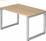 mcbuero.de Schreibtisch O-Fu&szlig; eckig 120x80cm Eiche/Silber