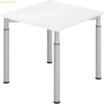 mcbuero.de Schreibtisch 80x80cm Wei&szlig;/Silber