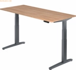 mcbuero.de Sitz-Steh-Schreibtisch elektrisch 180x80cm Nussbaum/Graphit