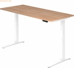 mcbuero.de Sitz-Steh-Schreibtisch elektrisch 180x80cm Nussbaum/Wei&szlig;
